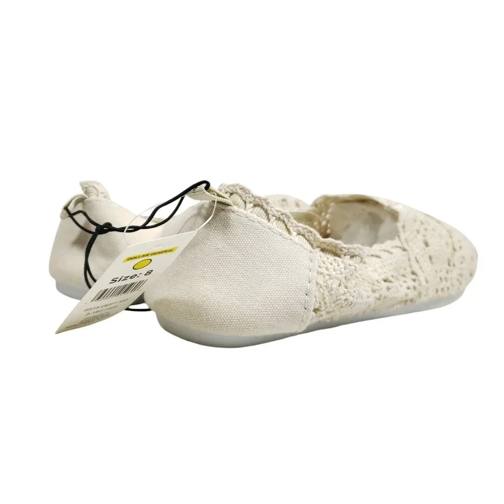 Bobbie Brooks Women's Size 8 Cream Lace Flats - Picture 4 of 8